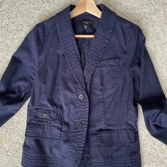 Talbots Button Down Navy Blazer Jacket Size 10p - Picture 4 of 7